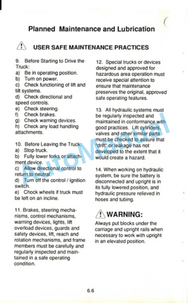 Clark PWD25, 30, 36, HWD25, 30, 36, P-HWD25, 30 Operator Manual OM-568-5
