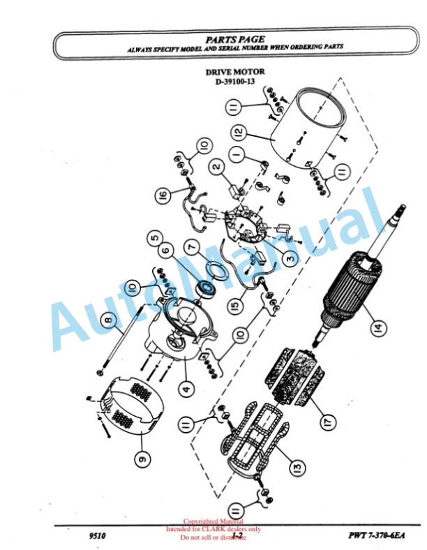 Clark PWT 7 Parts Manual X-169-2