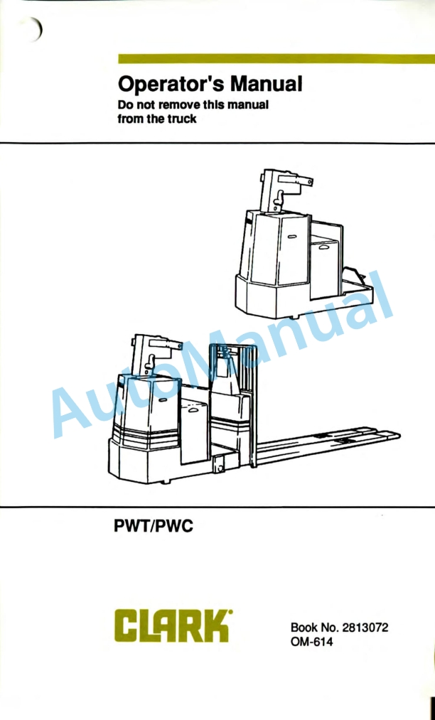 Clark PWT, PWC Operator Manual OM-614
