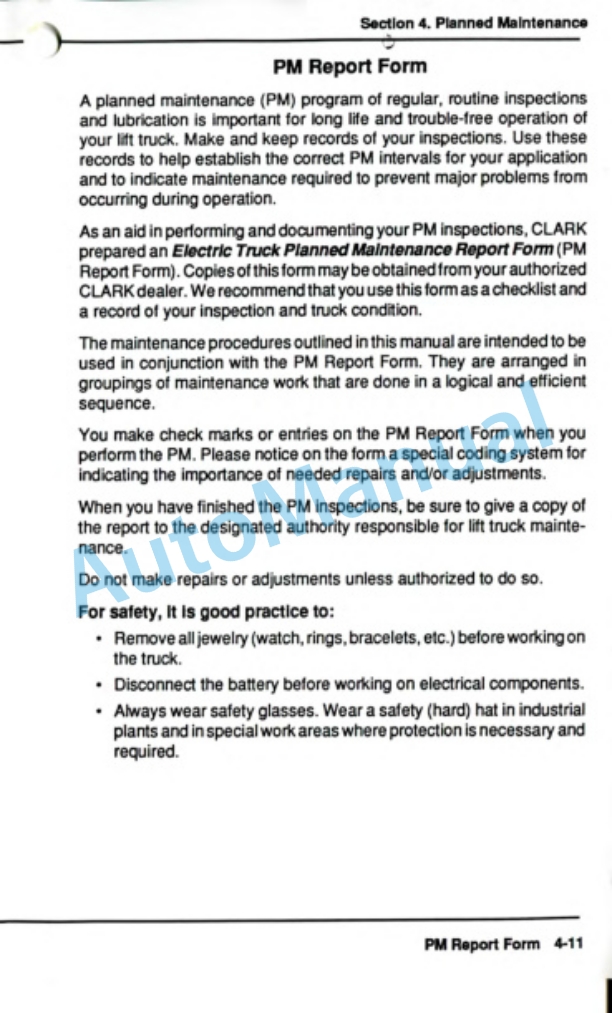 Clark PWT, PWC Operator Manual OM-614-5
