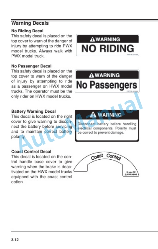 Clark PWX 30-40, HWX 30-40 Operator Manual OM-746-2