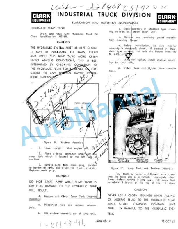 Clark RHY, CFY, CHY, WP Operator Manual O-B83-2 1st-2