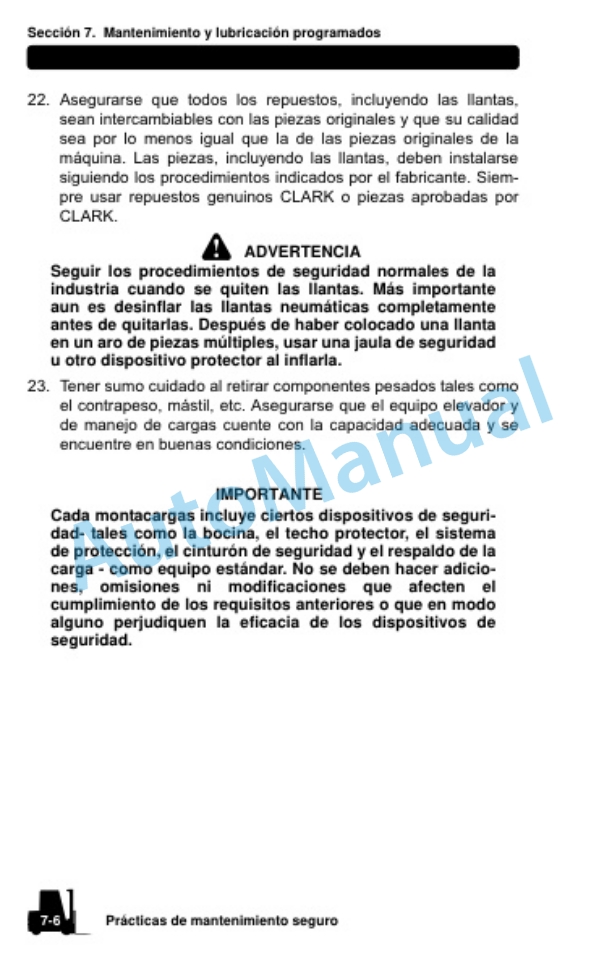 Clark S 20, 25, 30, 35 D, L, G, S 20, 25, 30, 32C L, G Operator Manual OM-1079-5