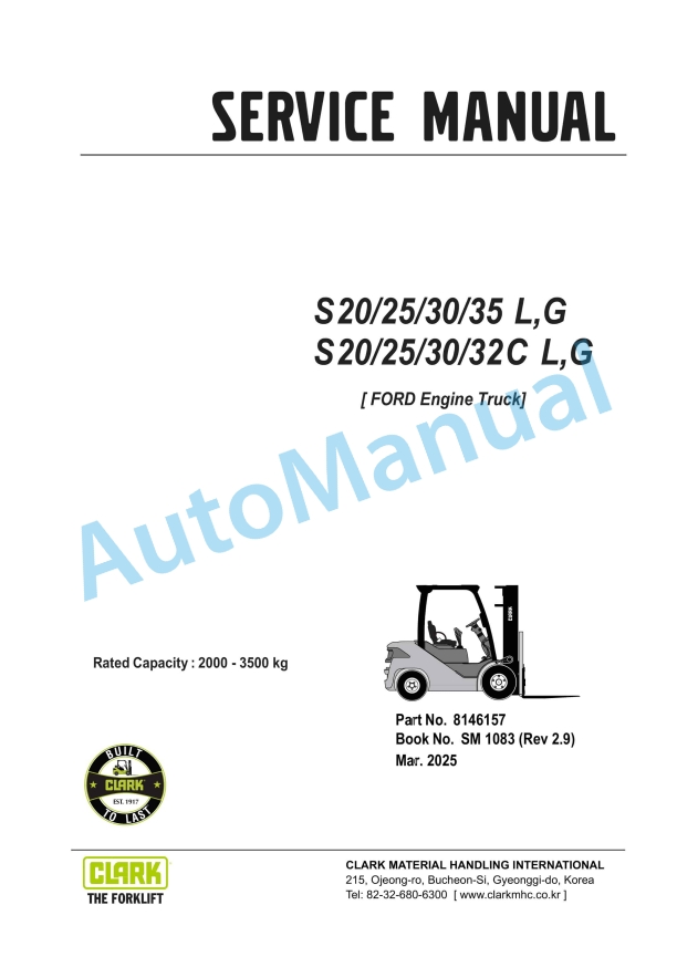 Clark S 20-35 L, S 20-35 G, S 20-32C L, S 20-32C G Service Manual SM-1083