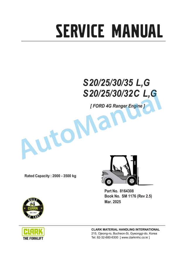 Clark S 20-35 L, S 20-35 G, S 20-32C L, S 20-32C G Service Manual SM-1176