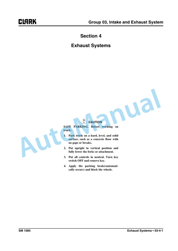 Alternative view of Clark S 20 L, S 25 L, S 30 L, S 35 L, S 20 G, S 25 G, S 30 G, S 35 G Service Manual SM-1085
