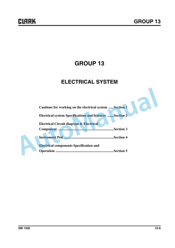 Alternative view of Clark S 40s D, S 40 D, S 45s D, S 45 D, S 50s D, S 50 D, S 55 D, S 60 D Service Manual SM-1330