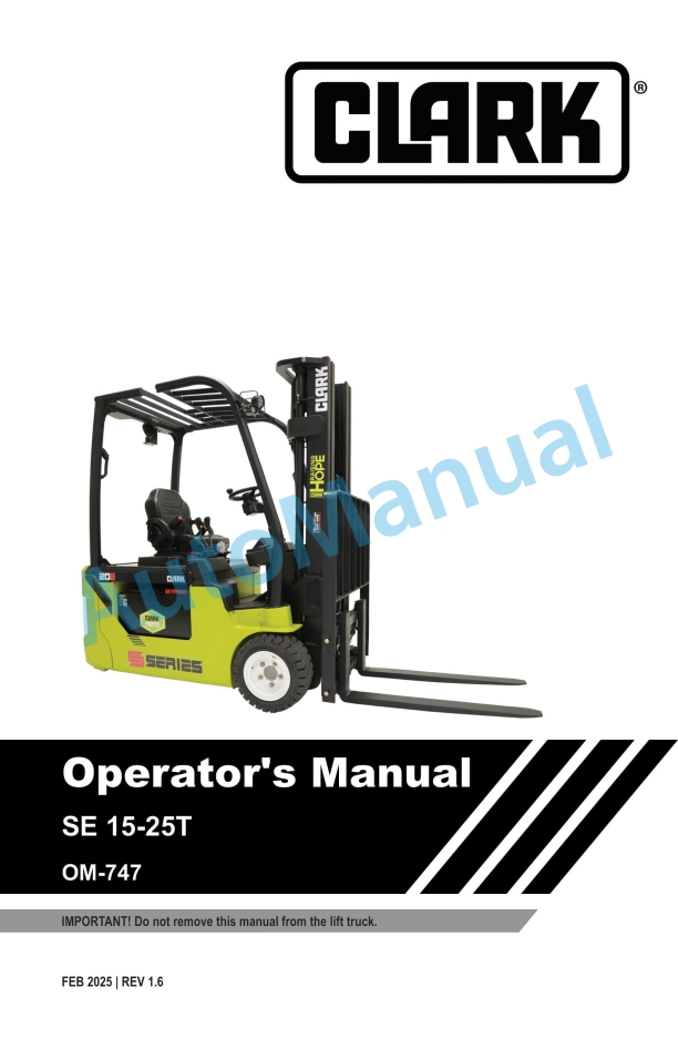Clark SE 15-25T Operator Manual OM-747