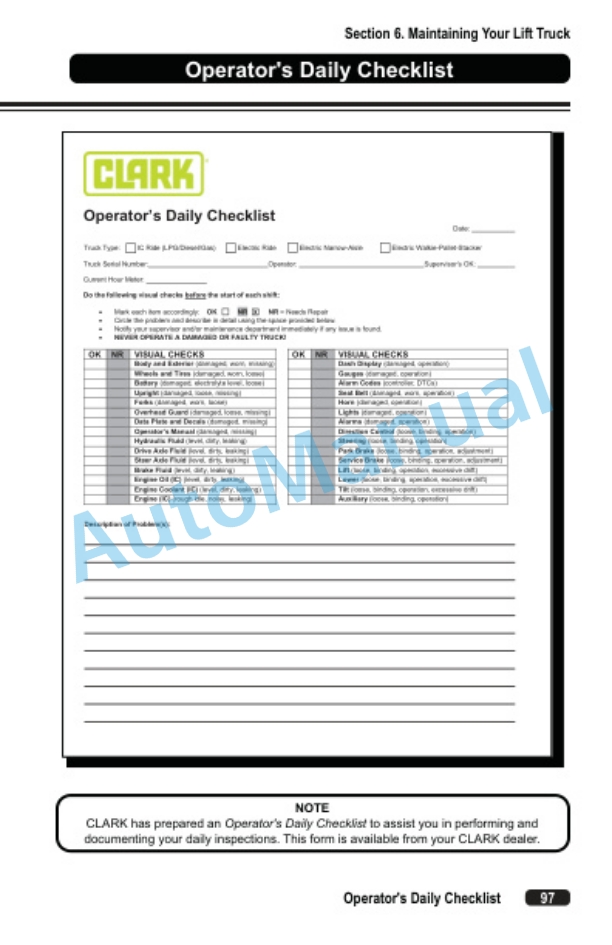 Clark SE 15-25T Operator Manual OM-747-5