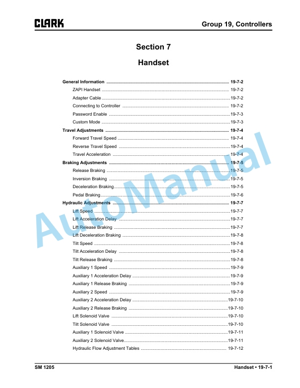 Alternative view of Clark SEC20-35 Service Manual SM-1205
