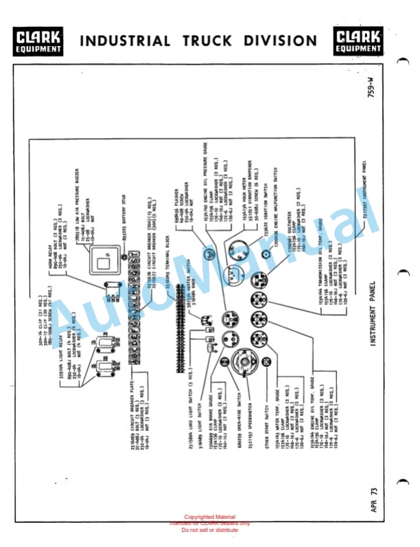Clark Series 120 Straddle Carrier Parts Book 120A2-5