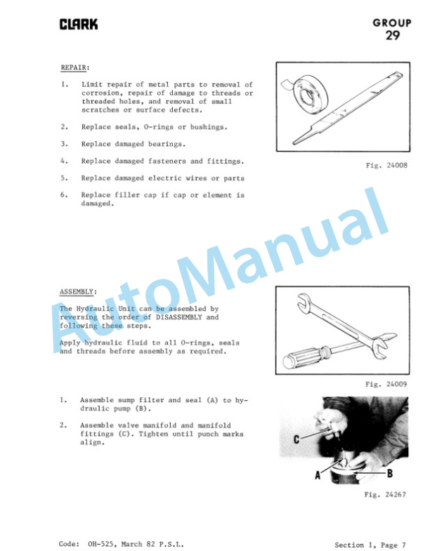 Clark Series PW 186 Overhaul Instructions OH-525-4