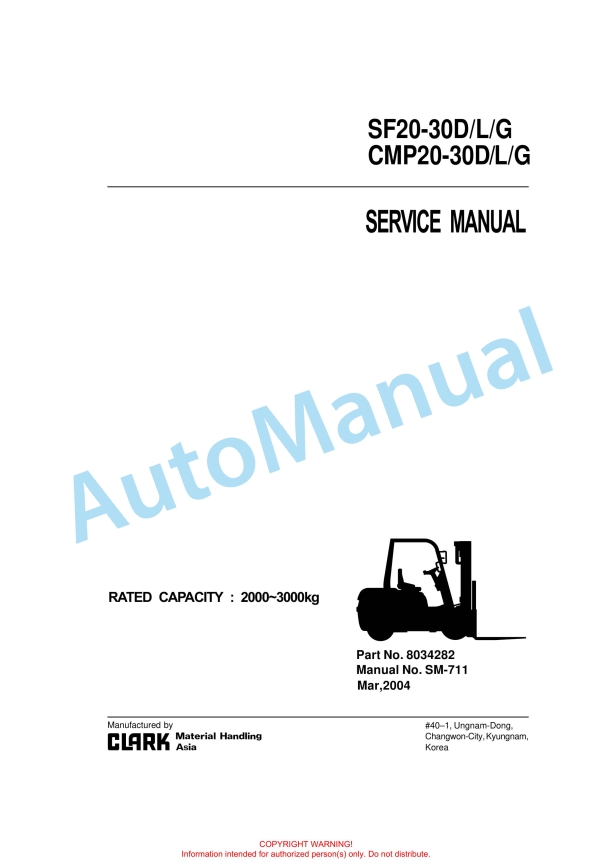Clark SF20-30D, L, G, CMP20-30D, L, G Service Manual SM-711