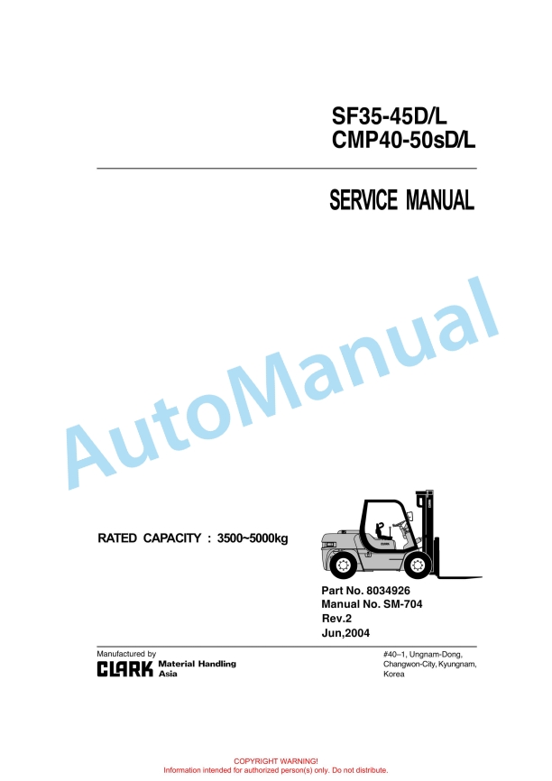 Clark SF35-45D, L, CMP40-50sD, L Service Manual SM-704