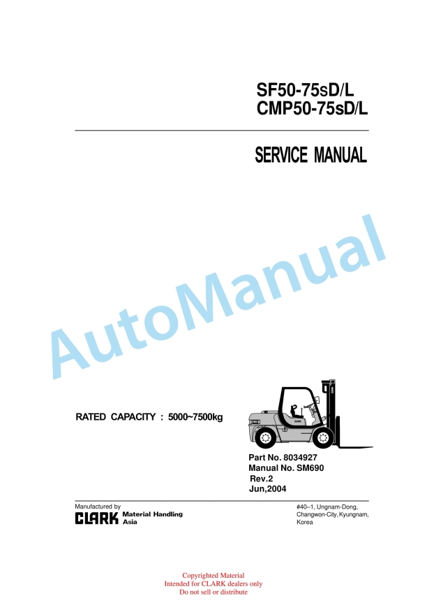 Clark SF50-75sD, L, CMP50-75sD, L Service Manual SM-690
