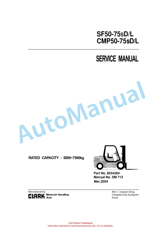 Clark SF50-75sD, L, CMP50-75sD, L Service Manual SM-713