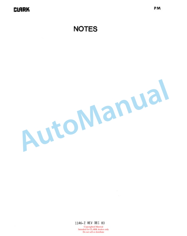 Clark ST 245 Planned Maintenance and Adjustment Procedures Manual PMA-445-2