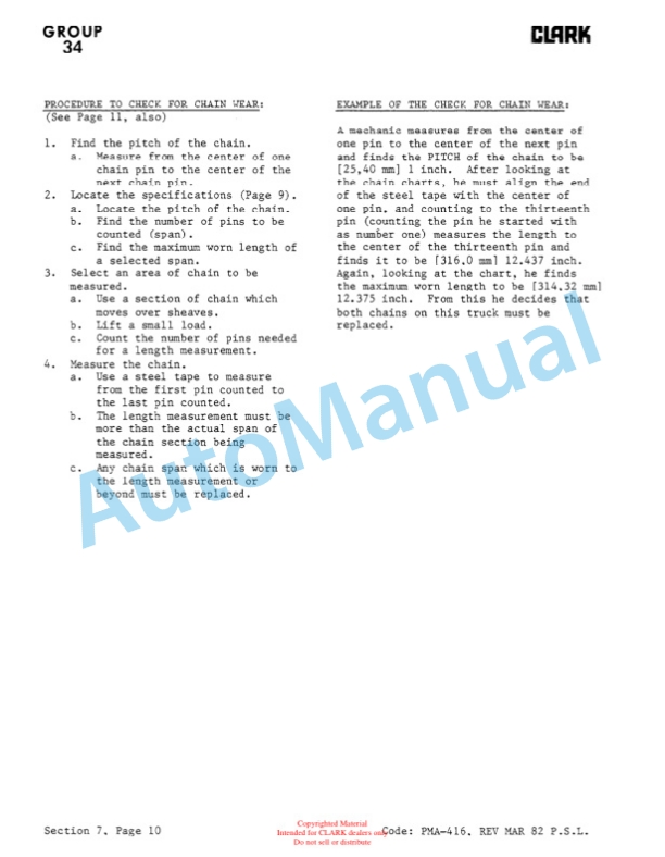 Clark ST 245 Planned Maintenance and Adjustment Procedures Manual PMA-445-4