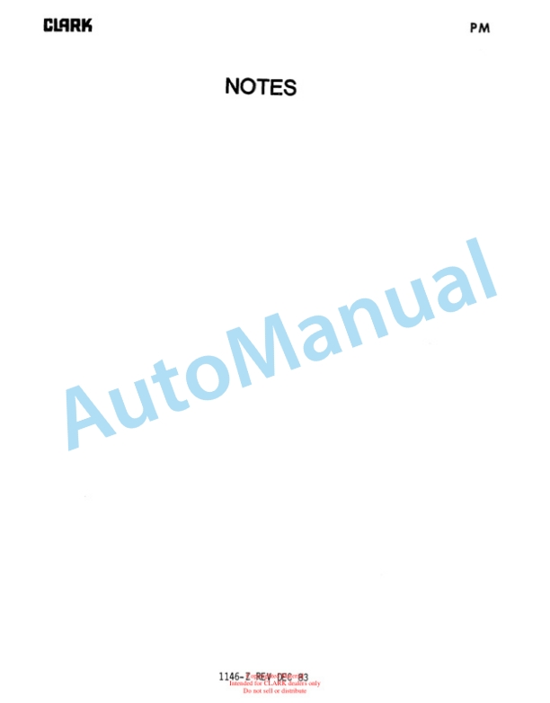 Clark ST 245 Planned Maintenance and Adjustment Procedures Manual PMA-445-5