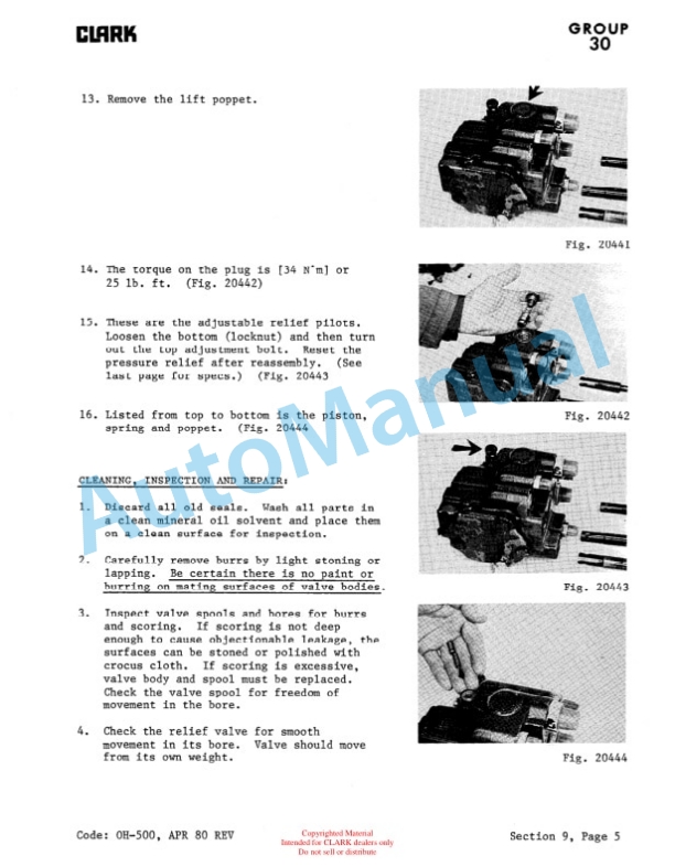 Clark TM 10S, TM 12S, TM 15S Overhaul Instructions OH-500-2