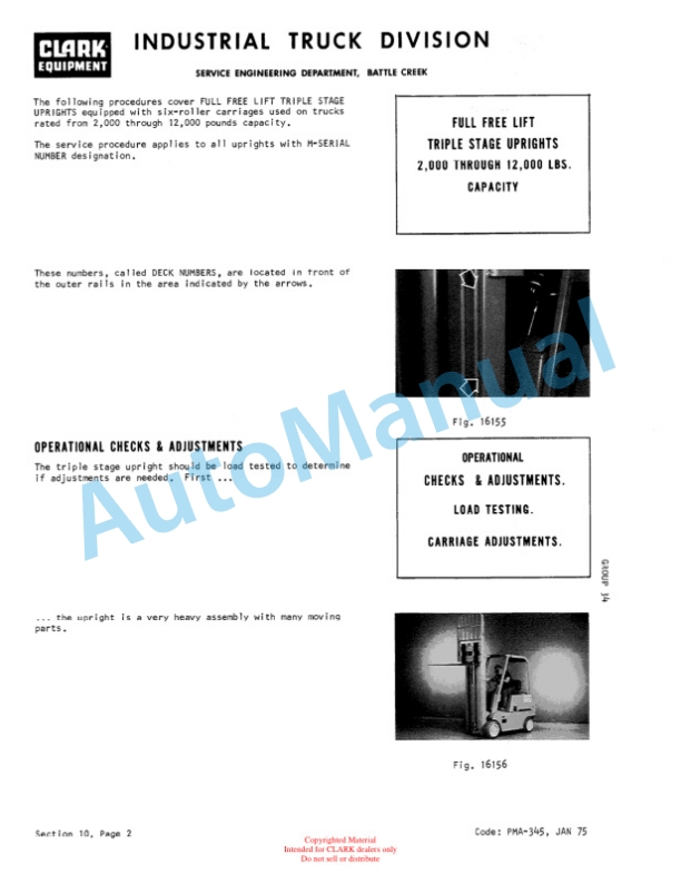 Clark TM 10S, TM 12S, TM 15S Overhaul Instructions OH-500-5