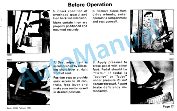 Clark TM 145 10-15S, TM 127 10-15S Operator Instruction Manual OI-500-2