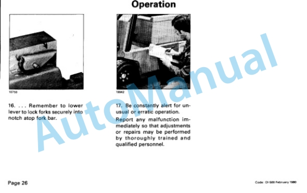 Clark TM 145 10-15S, TM 127 10-15S Operator Instruction Manual OI-500-4