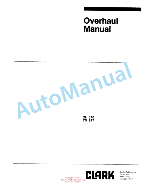 Clark TM 247 Overhaul Manual OH-540