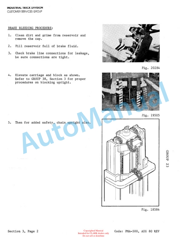 Clark TM, EM 10-15S Planned Maintenance and Adjustment Procedures Manual PMA-500-2