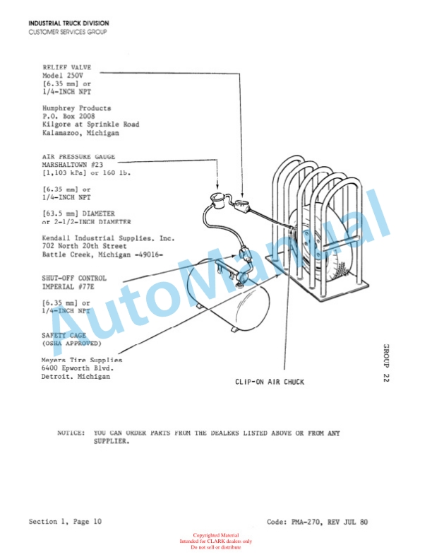 Clark TM, EM 10-15S Planned Maintenance and Adjustment Procedures Manual PMA-502-2
