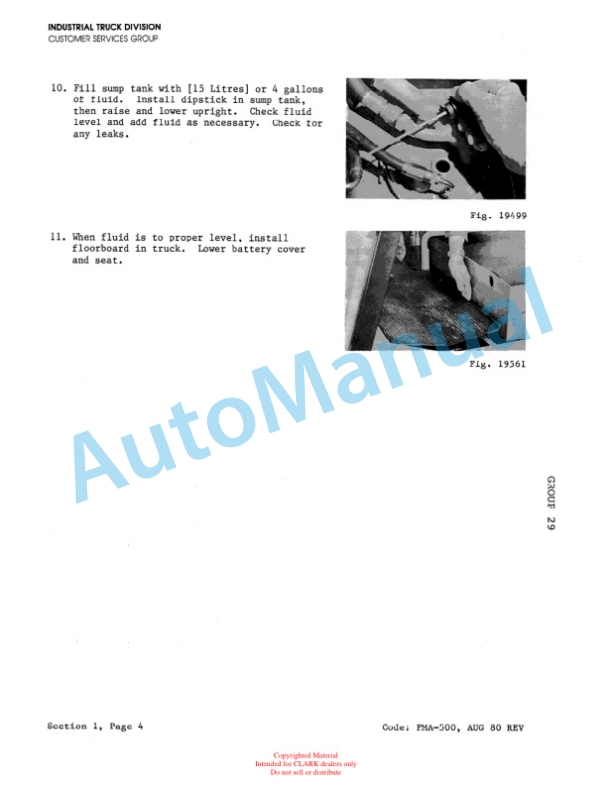 Clark TM, EM 10-15S Planned Maintenance and Adjustment Procedures Manual PMA-502-3