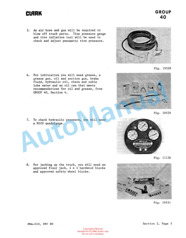 Clark TM, EM 10-15S Planned Maintenance and Adjustment Procedures Manual PMA-502-5