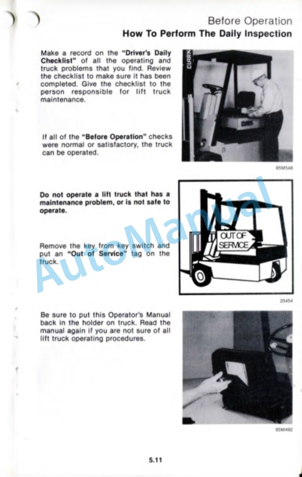 Clark TM12-25 36 Volt Operator Manual OM-540-2