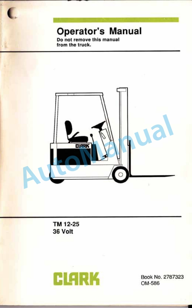 Clark TM12-25 36 Volt Operator Manual OM-586
