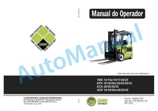 Clark TMX 12-25, EPX 16-32, ECX 20-32, GEX 16-30 Operator Manual OM-768 ES
