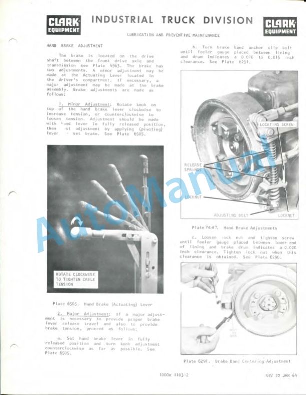 Clark Towing Tractor Operator Manual O-146-3