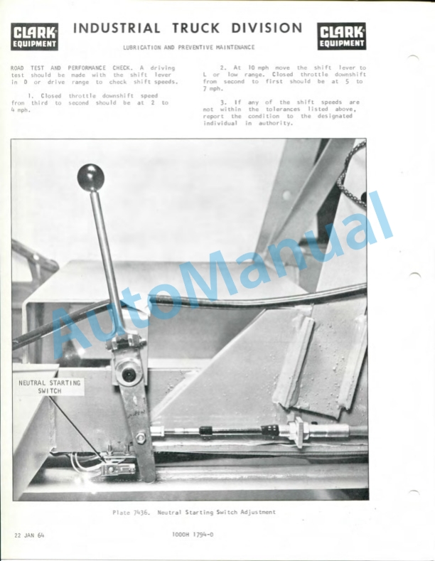 Clark Towing Tractor Operator Manual O-146-4