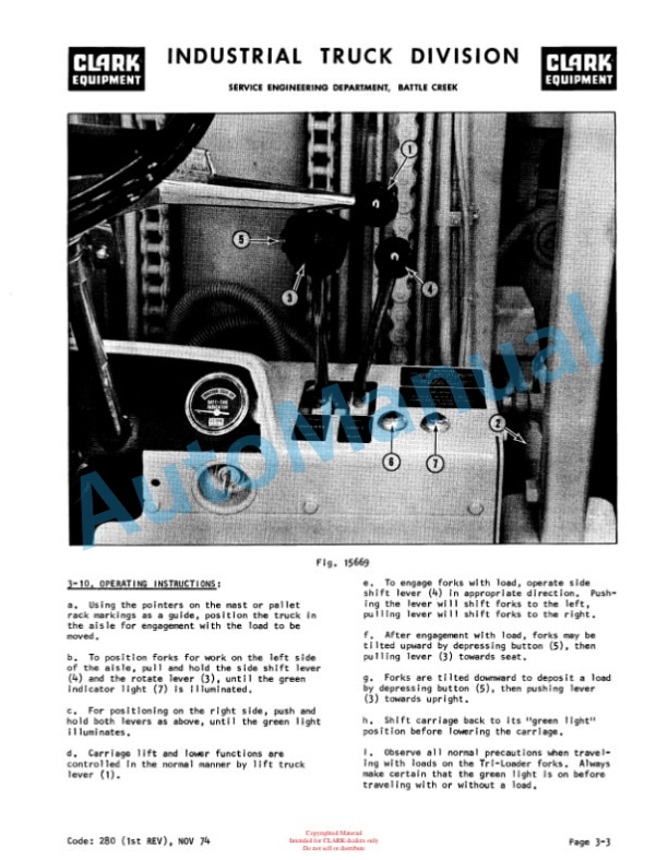 Clark Tri-Loader Side Loading Attachment Operation, Maintenance and Repair Manual-2