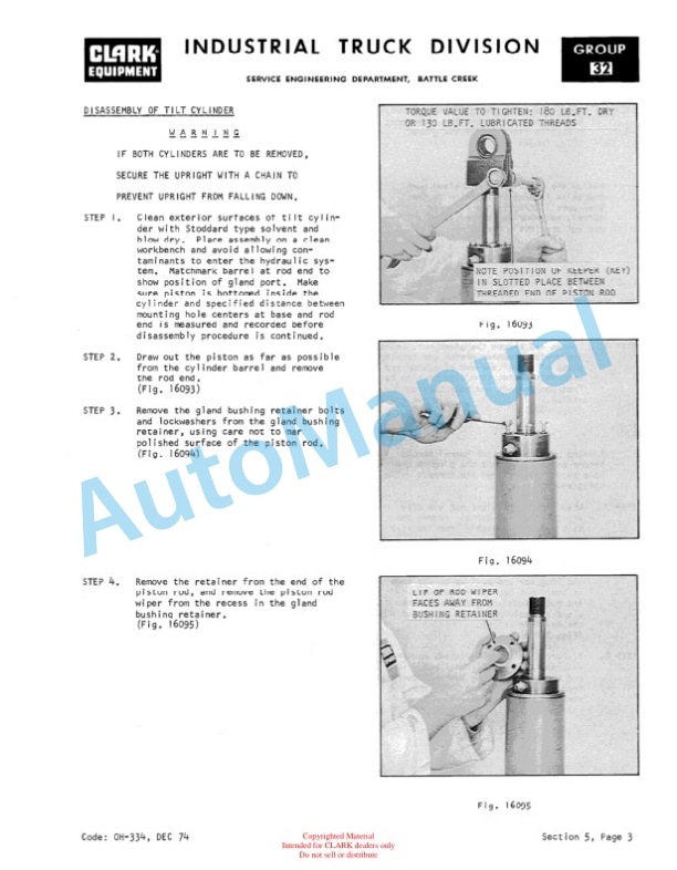 Clark TW 20, TW 40 Tri Wheel Overhaul Manual OH-334-4