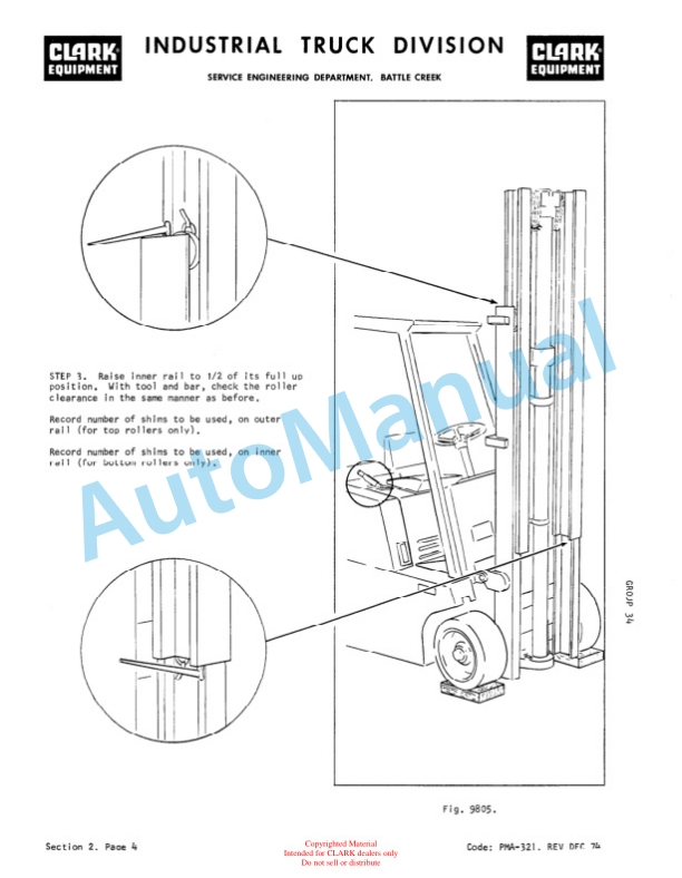 Clark TW125, TW235 Planned Maintenance and Adjustment Procedures Manual PMA-422-3