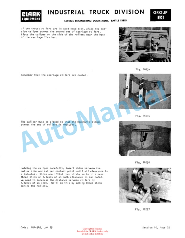 Clark TW125, TW235 Planned Maintenance and Adjustment Procedures Manual PMA-422-4