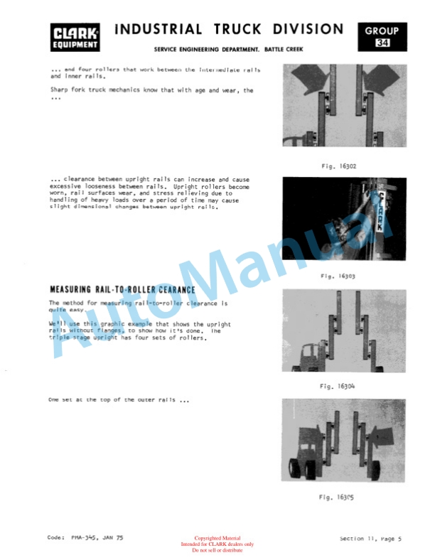 Clark TW125, TW235 Planned Maintenance and Adjustment Procedures Manual PMA-422-5