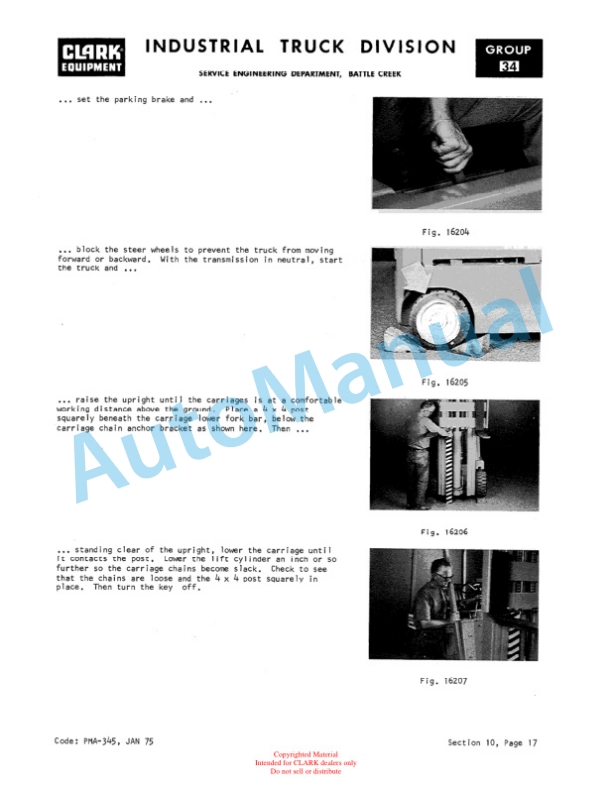 Clark UT 40, UT 60D Utility Truck Planned Maintenance and Adjustment Procedures Manual PMA-375-3