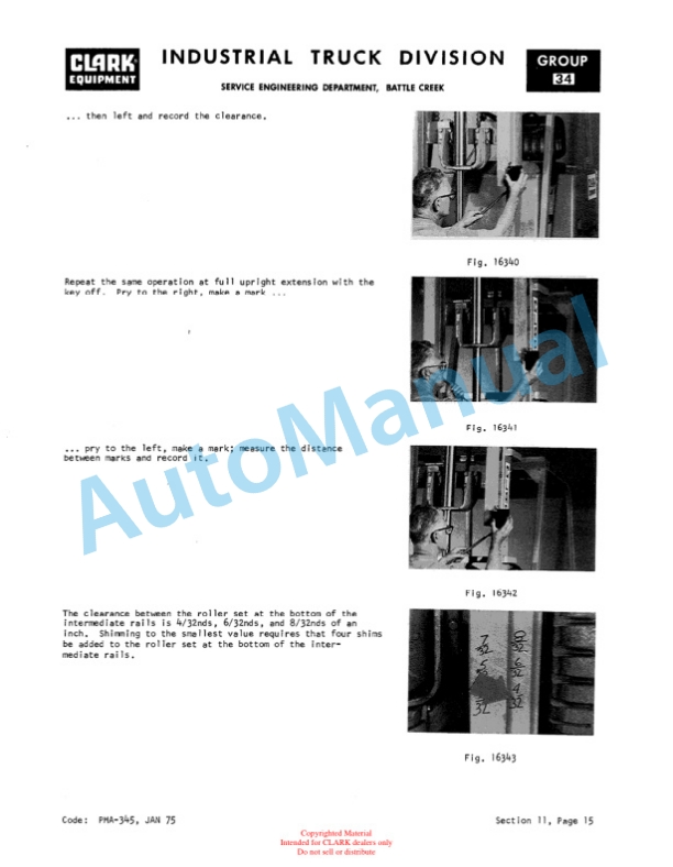 Clark UT 40, UT 60D Utility Truck Planned Maintenance and Adjustment Procedures Manual PMA-375-5
