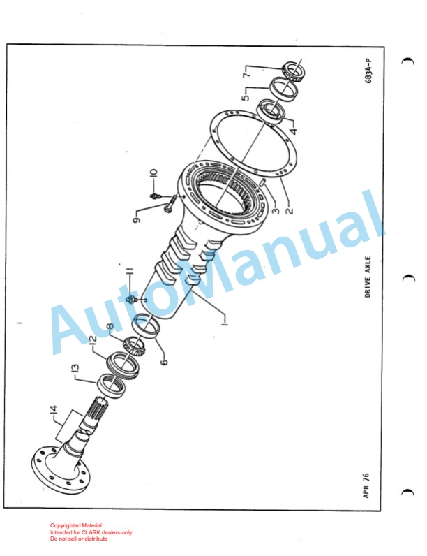 Clark Utility Truck 40D Parts Book X152A 3980-3