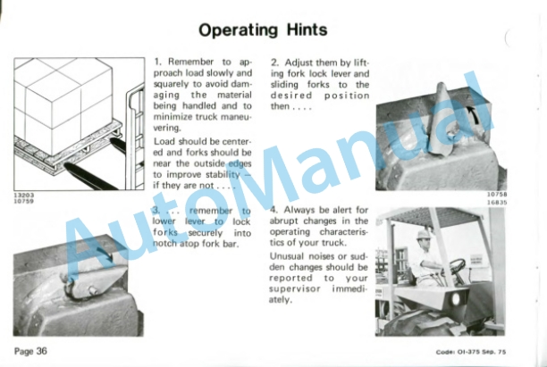 Clark Utility Truck UT 40D, UT 60D Diesel Powered Operator Instructions OI-375-4