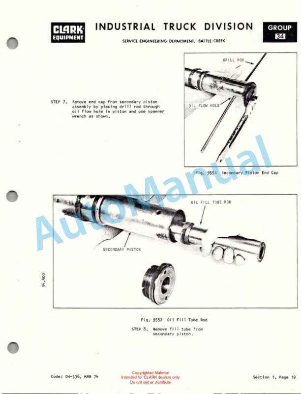 Clark Utility Truck UT 40D, UT 60D Diesel Powered Overhaul Instructions OH-375-5