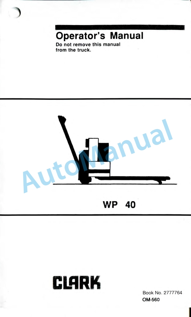 Clark WP 40 Operator Manual OM-560