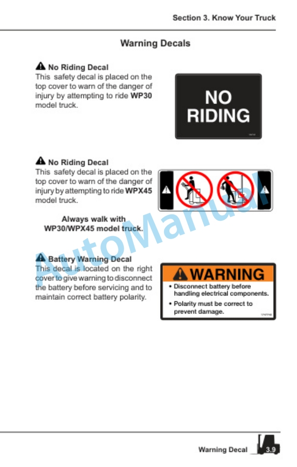 Clark WP30, WPX45 Operator Manual OM-725-2