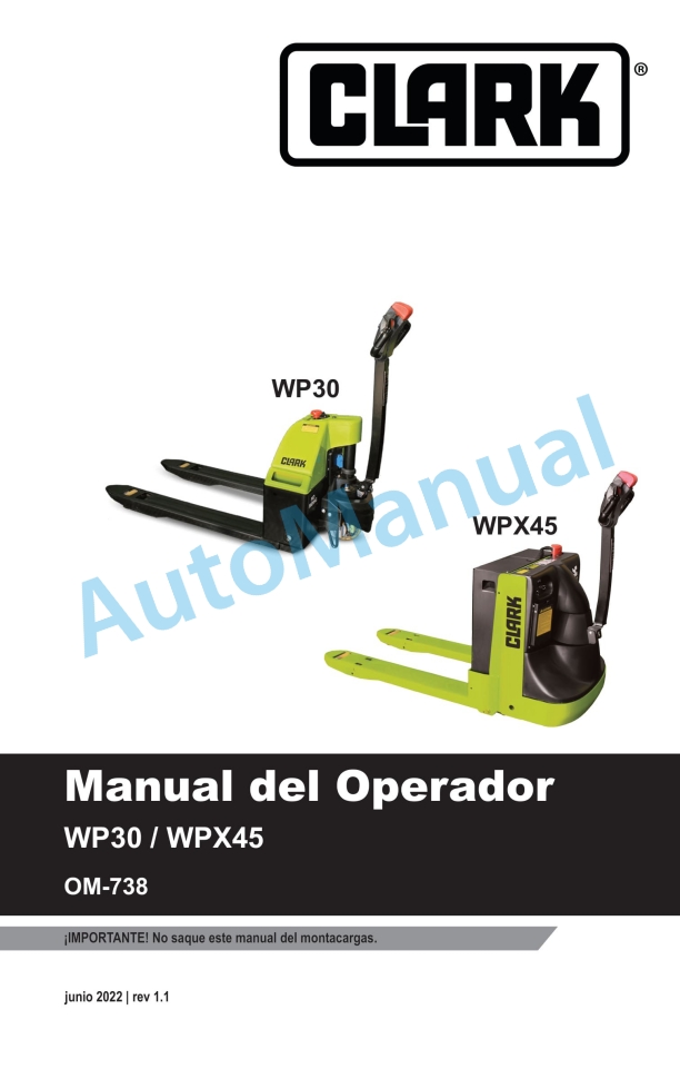 Clark WP30, WPX45 Operator Manual OM-738 ES